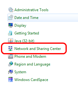 Windows 7 Network and Sharing Center
